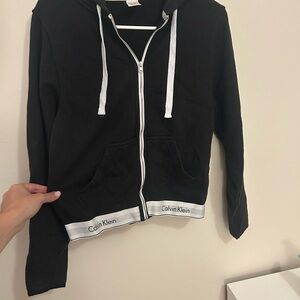 Calvin Klein Black and White Zip-Up Jacket